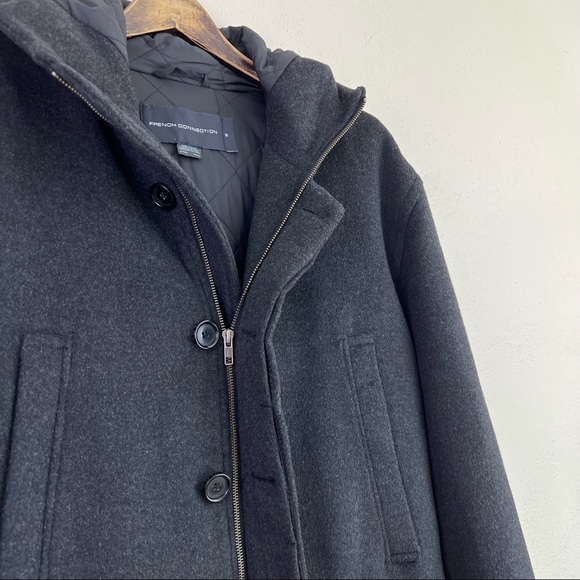 French Connection Wool Blend Gray Longline Mid Length Winter Jacket Small - Picture 4 of 15